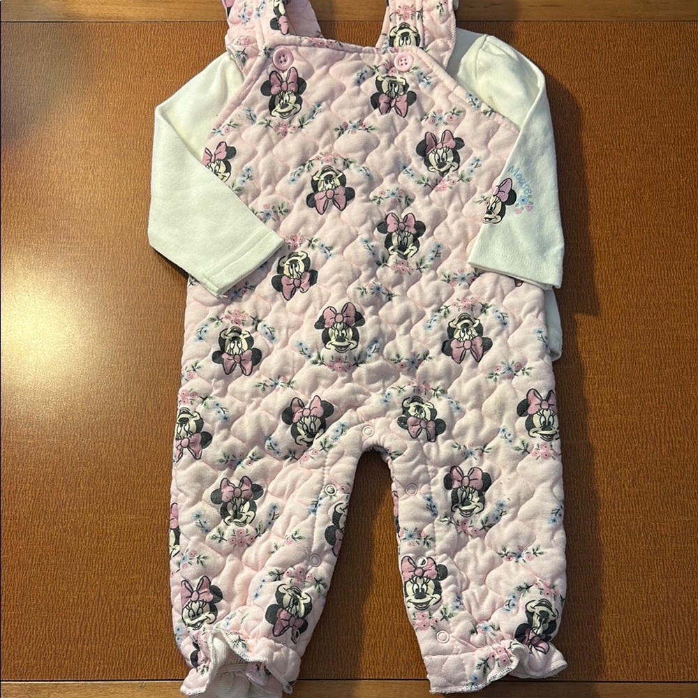 Pink Quilted Overalls with Cartoon Print